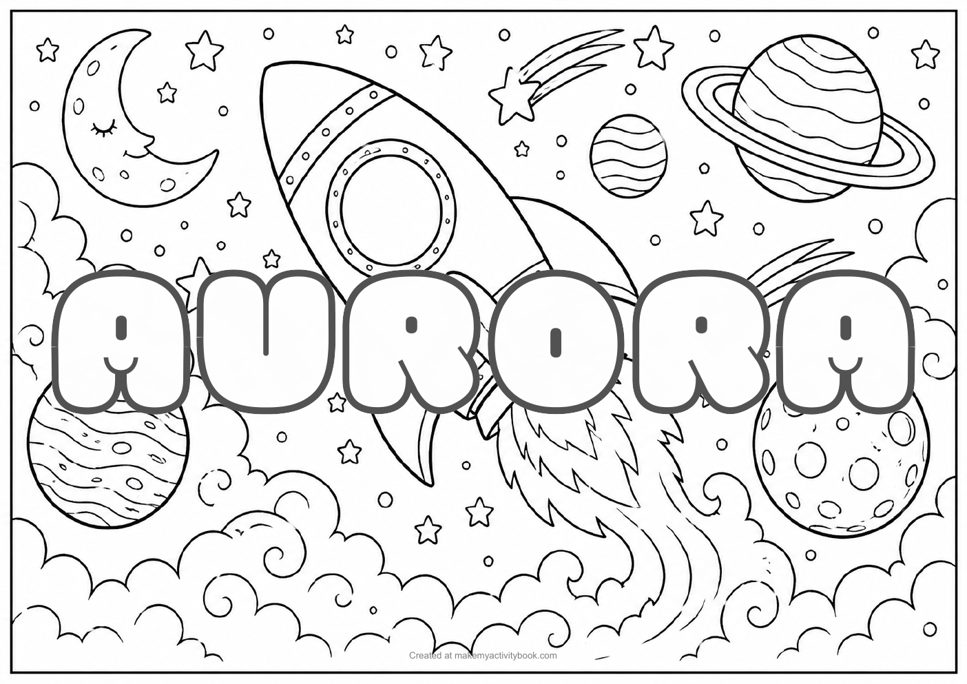 Aurora space colouring sheet