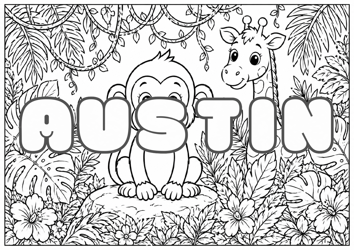 Austin jungle colouring sheet