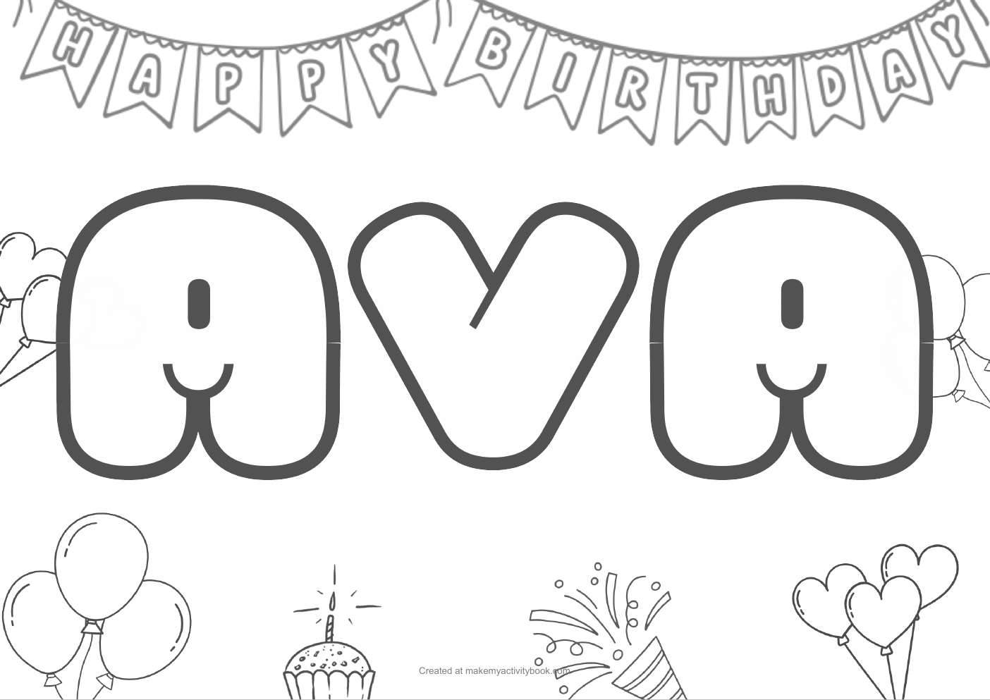 Ava birthday colouring sheet