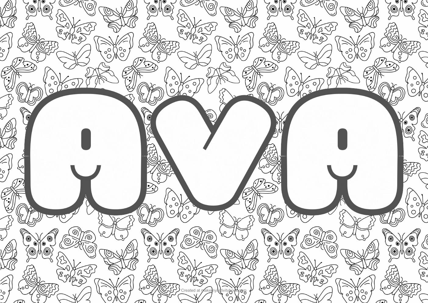 Ava butterflies colouring sheet