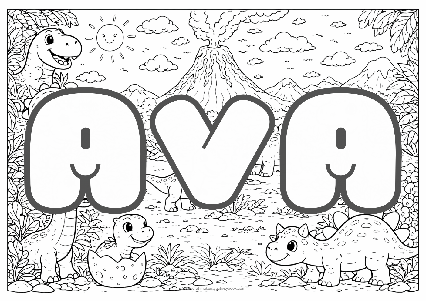 Ava dinosaur colouring sheet
