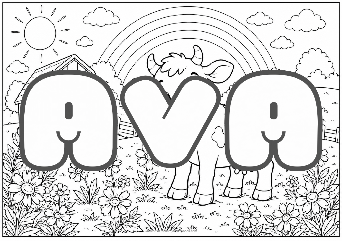 Ava farm colouring sheet