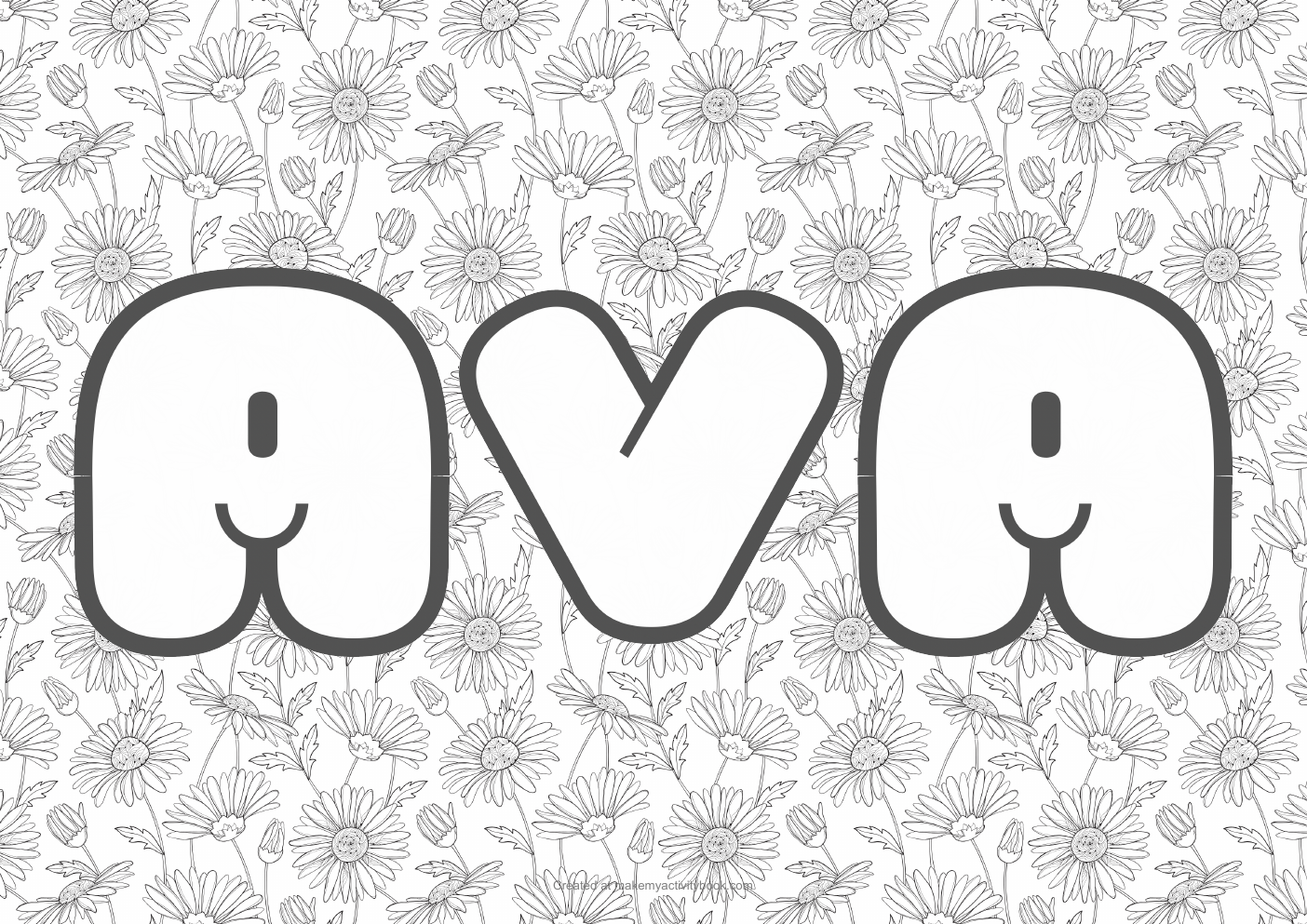 Ava flowers colouring sheet
