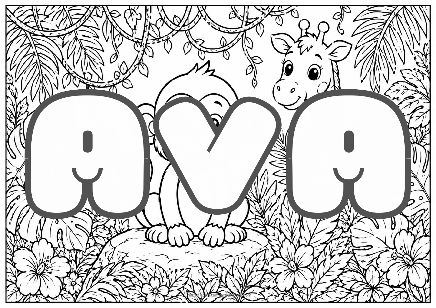 Ava jungle colouring sheet