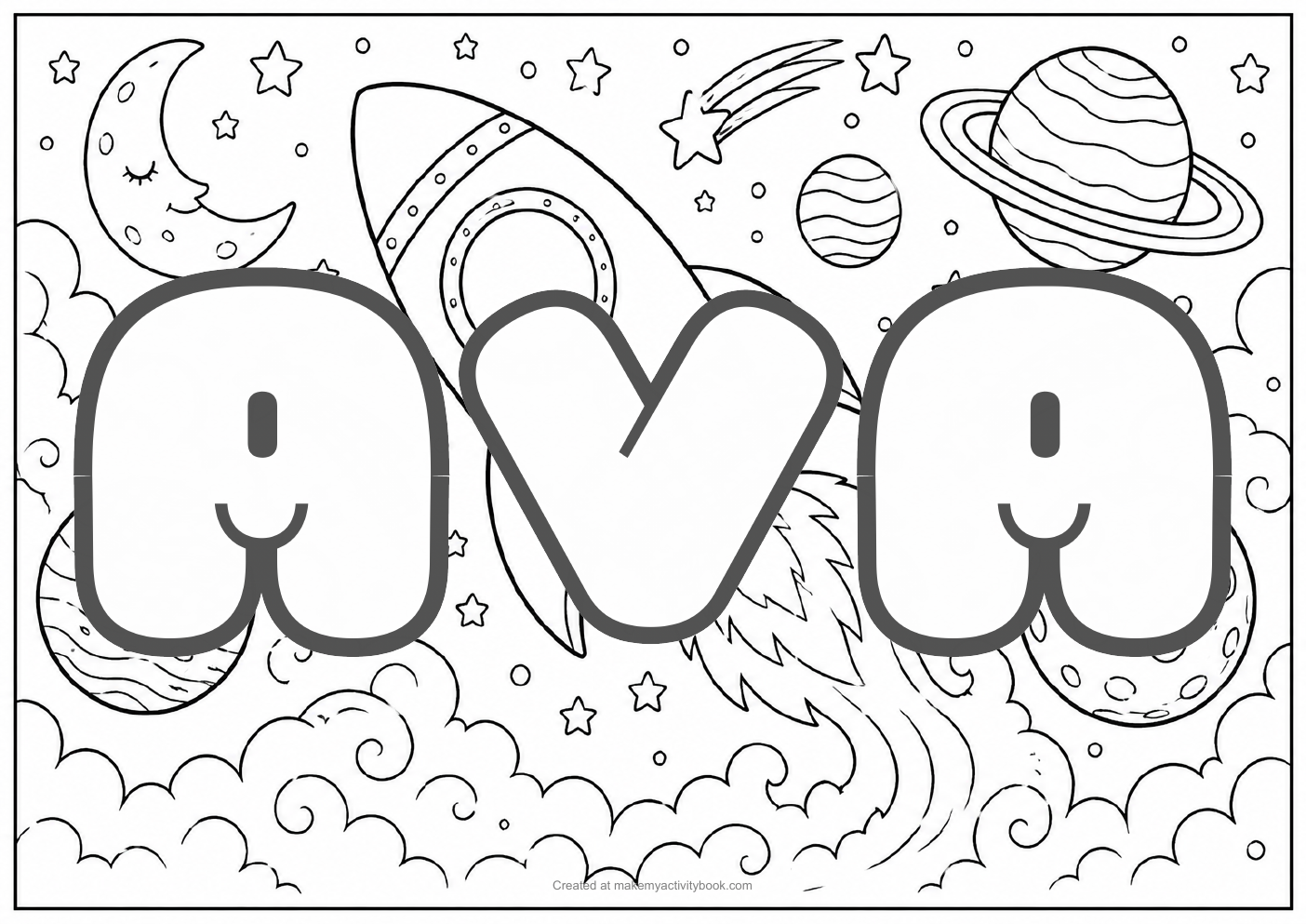 Ava space colouring sheet