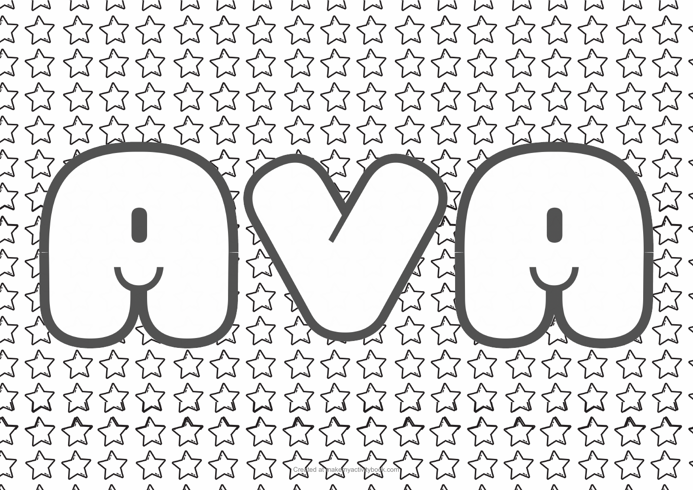Ava stars colouring sheet
