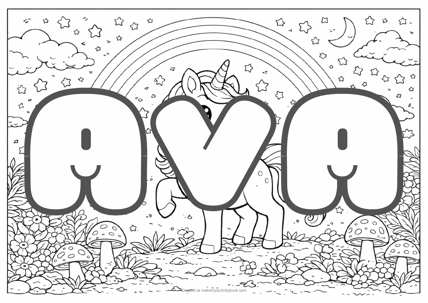 Ava unicorn colouring sheet