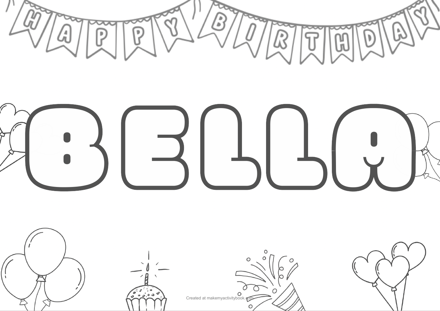 Bella birthday colouring sheet
