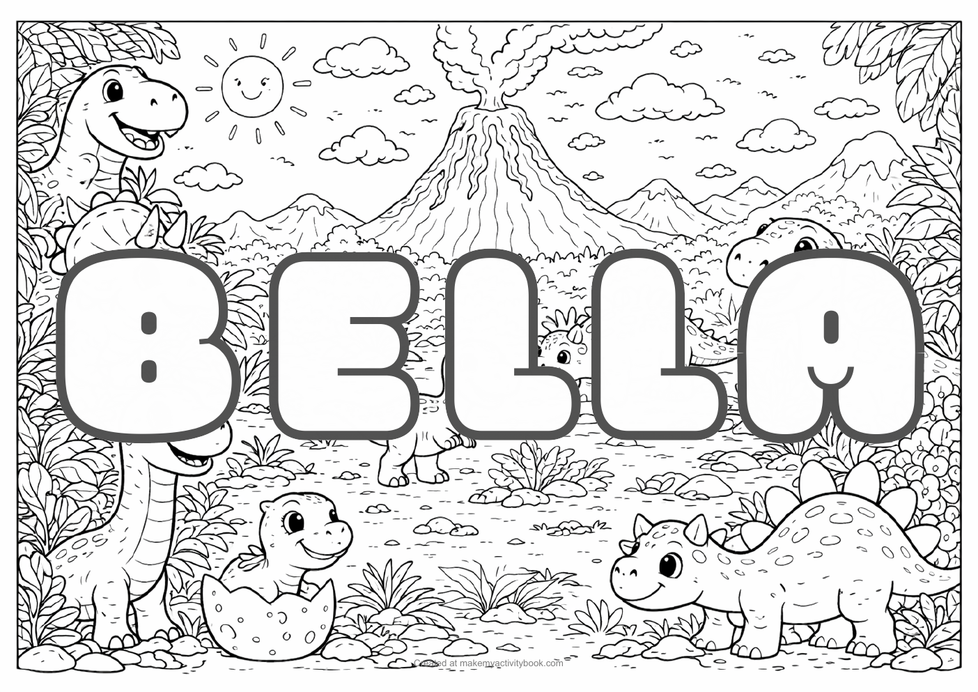 Bella dinosaur colouring sheet