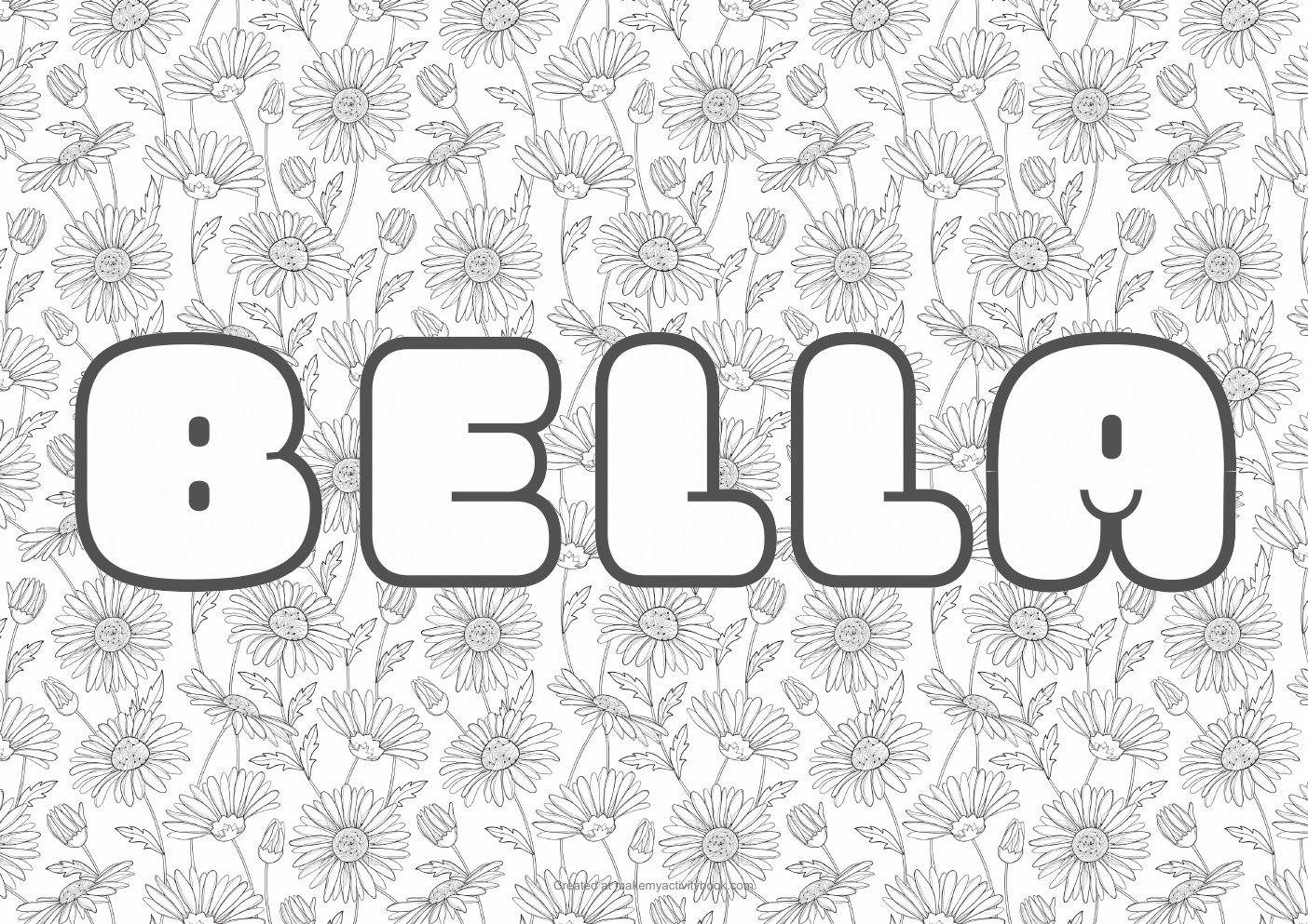 Bella flowers colouring sheet