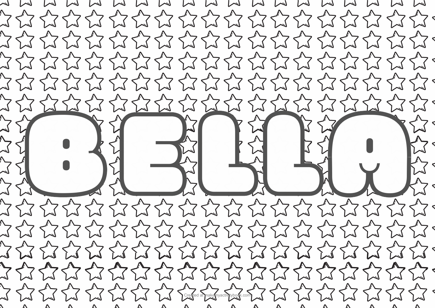 Bella Bubble letters — Stars border colouring sheet