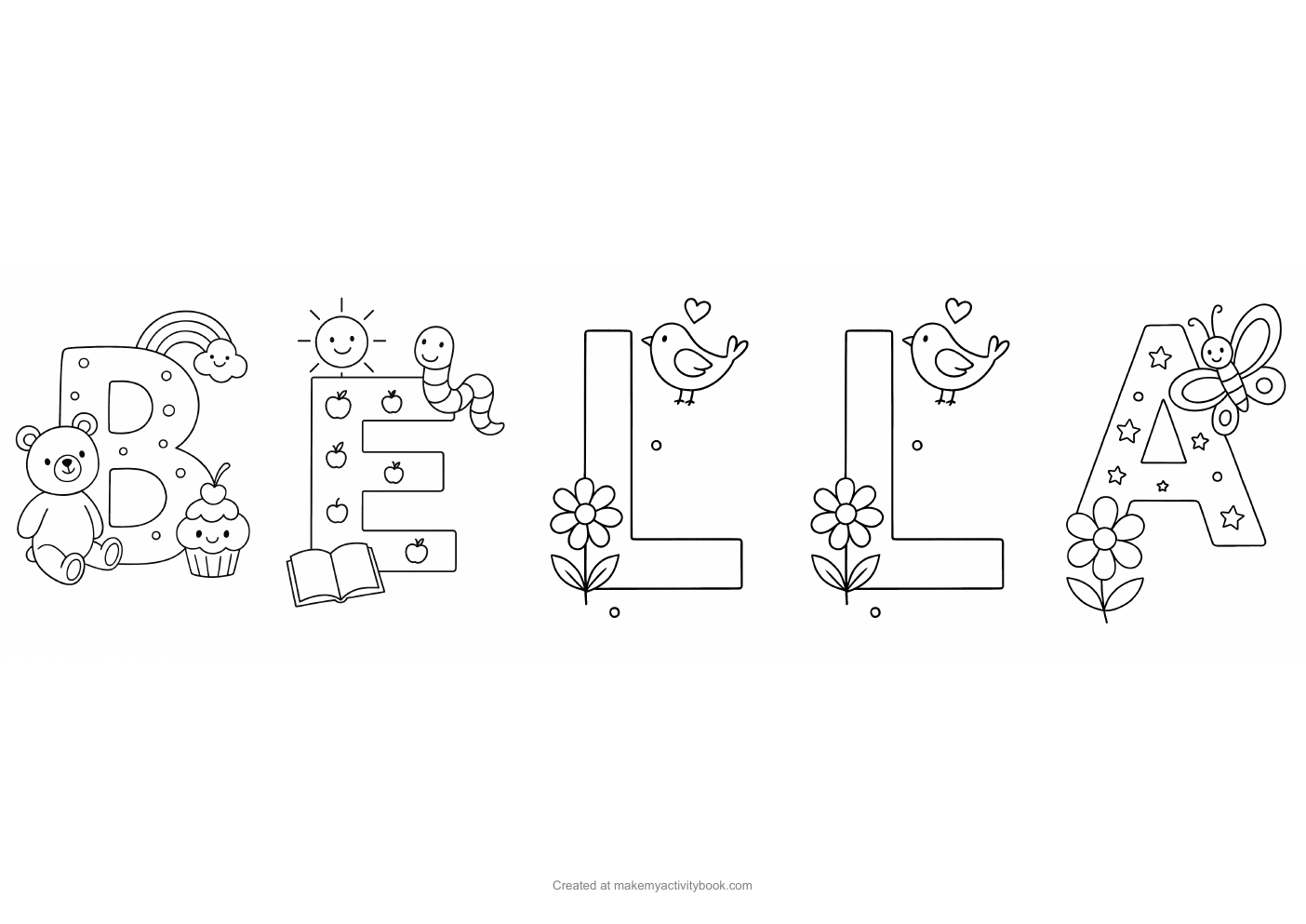 Bella letters colouring sheet