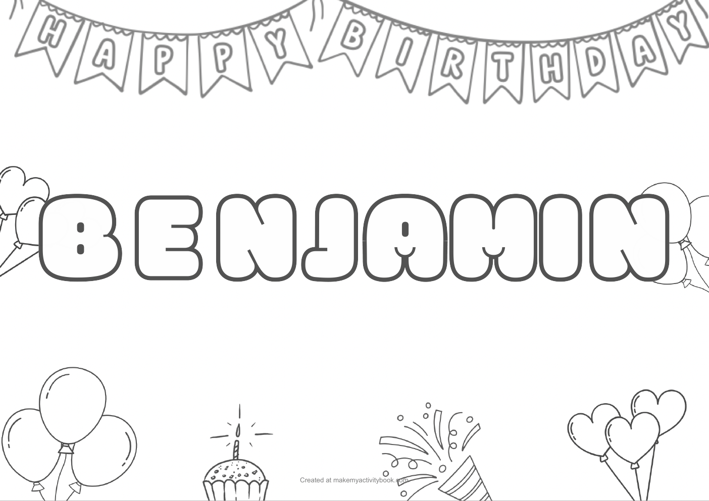 Benjamin birthday colouring sheet