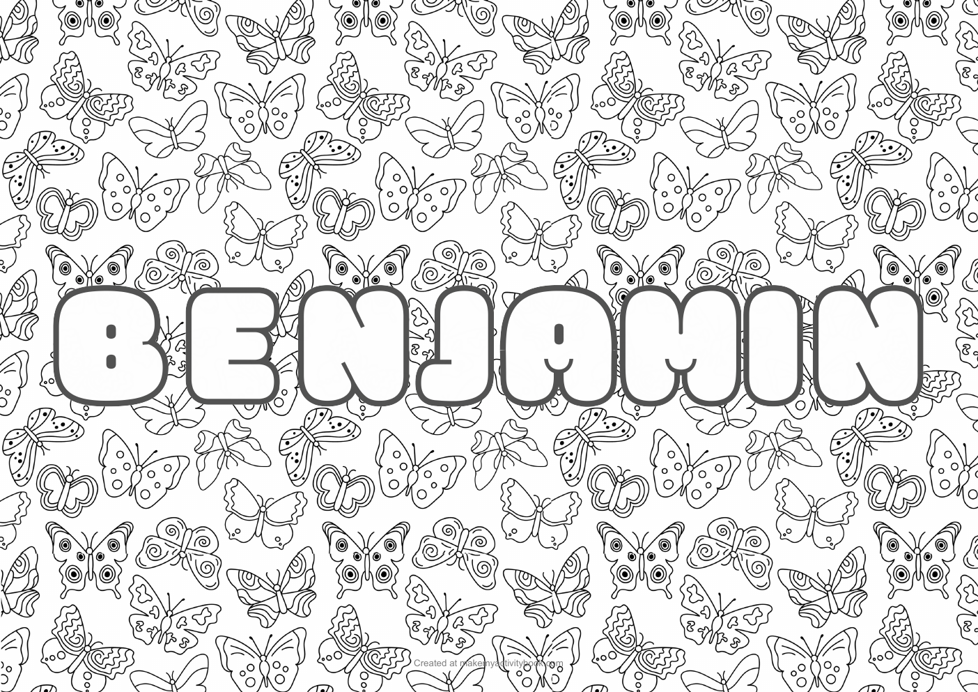 Benjamin butterflies colouring sheet
