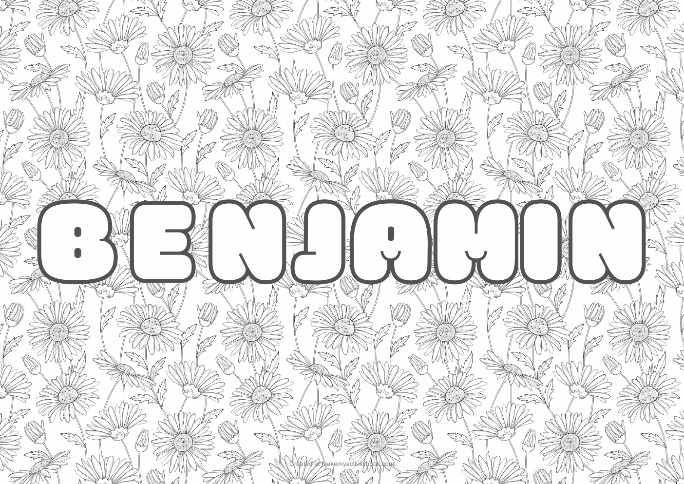 Benjamin flowers colouring sheet