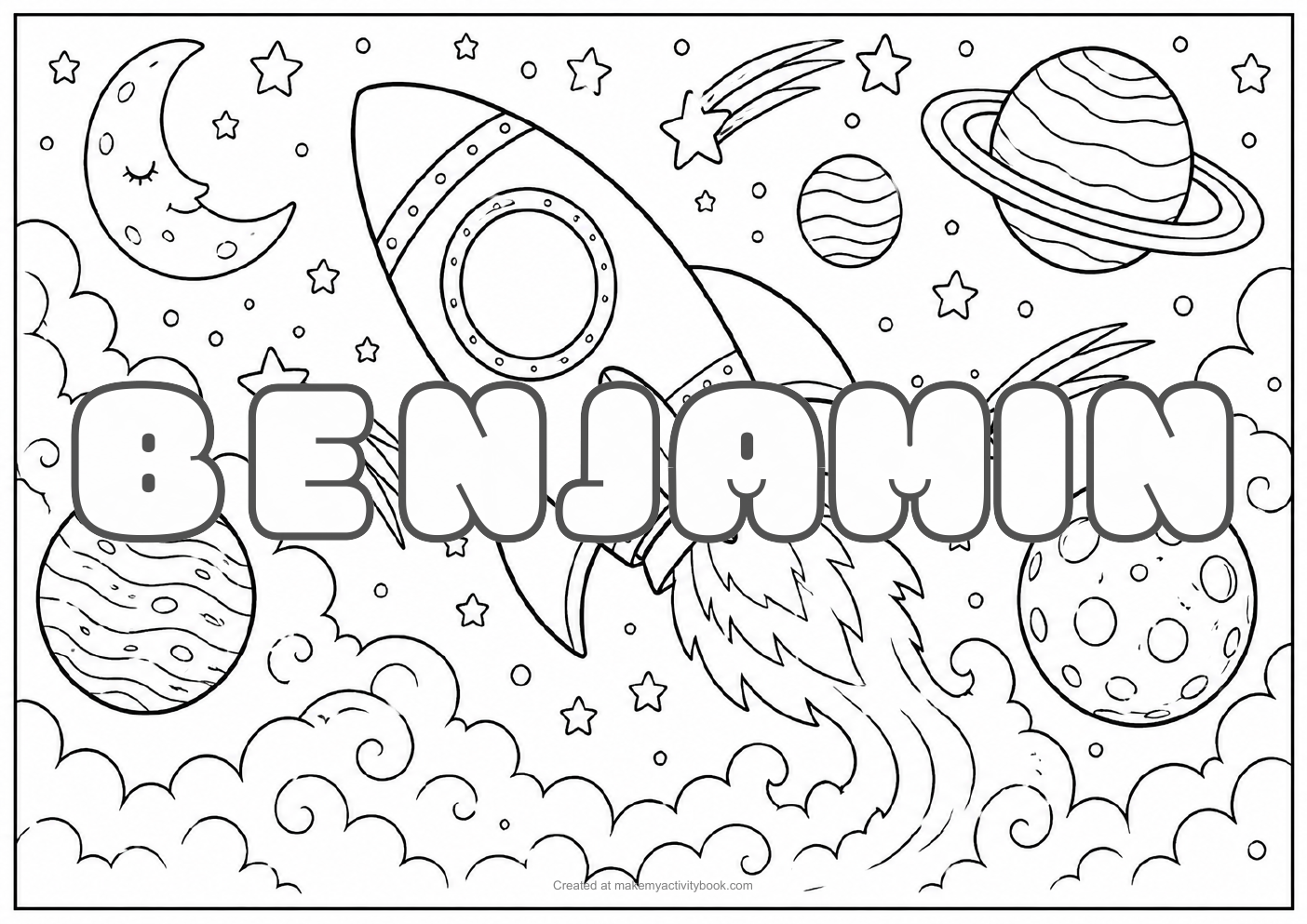 Benjamin space colouring sheet