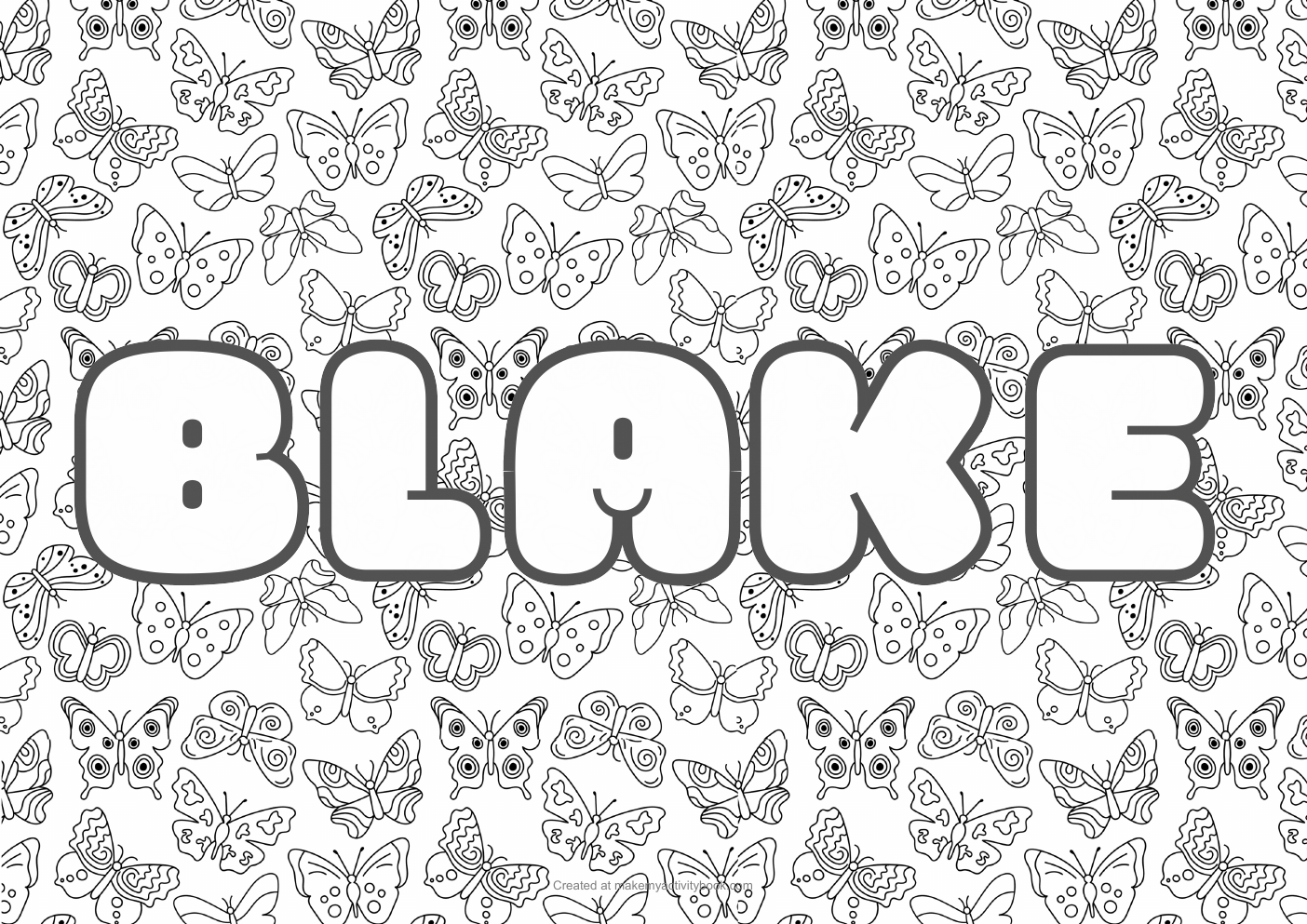 Blake butterflies colouring sheet