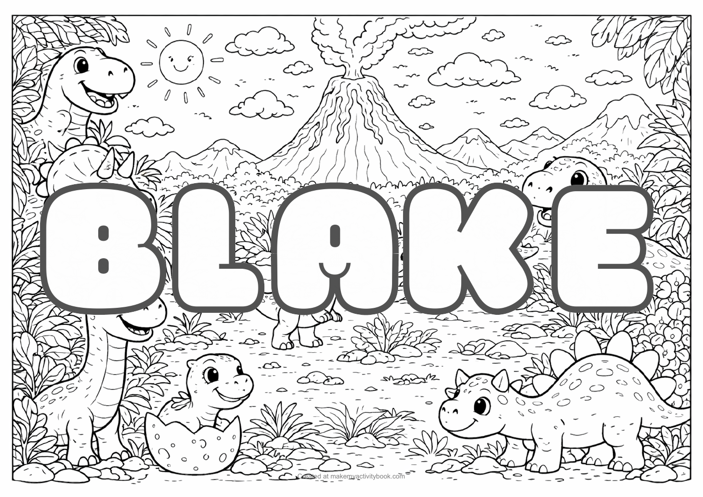 Blake dinosaur colouring sheet