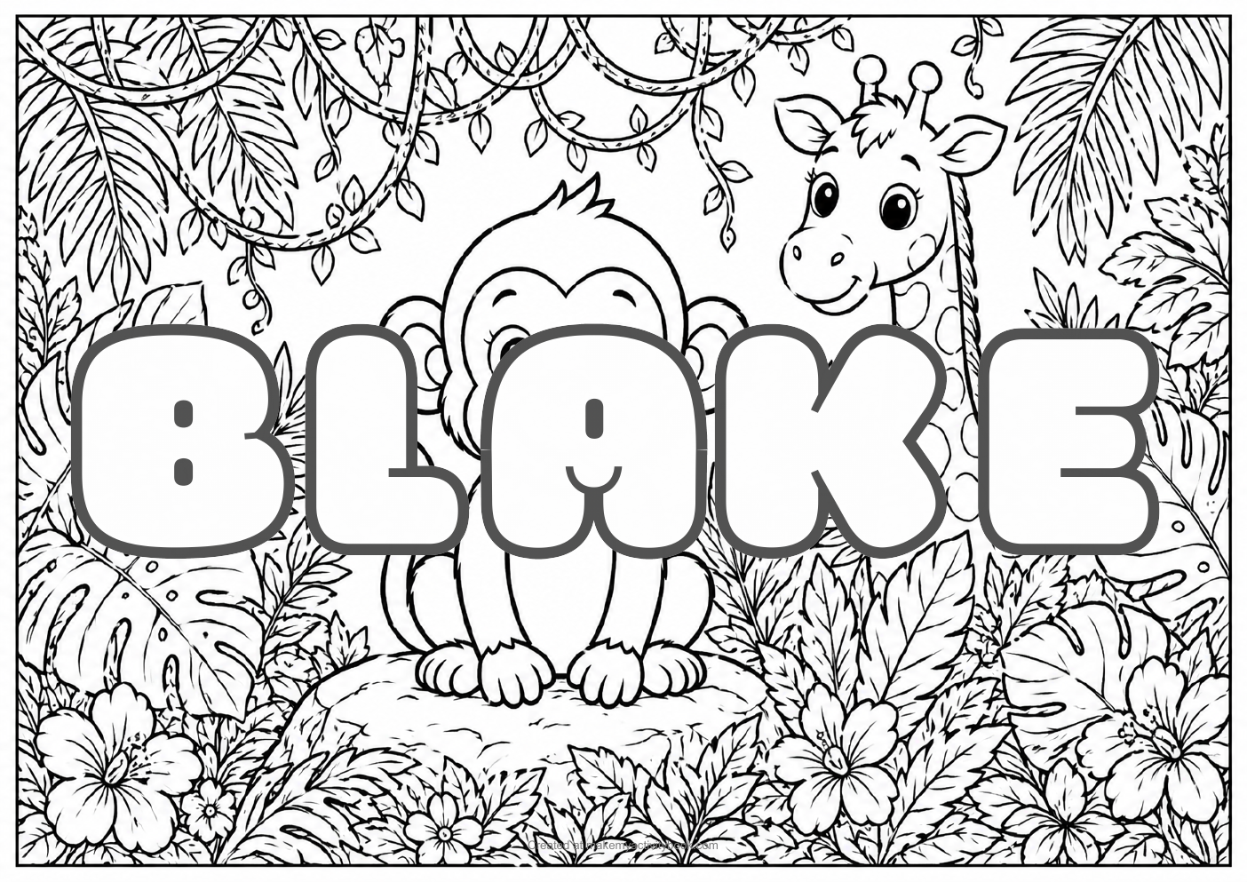 Blake jungle colouring sheet