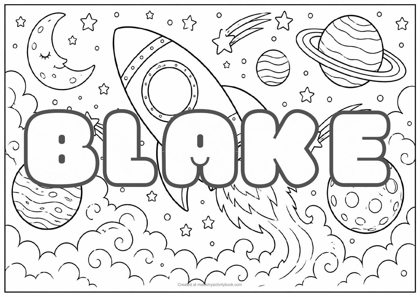 Blake space colouring sheet