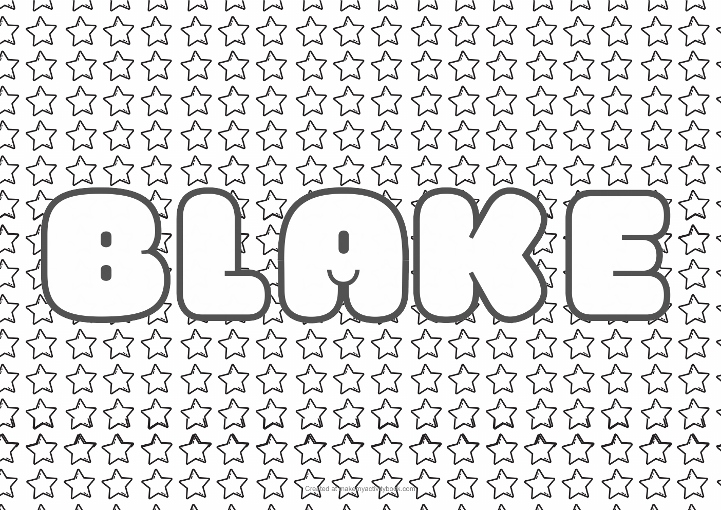 Blake Bubble letters — Stars border colouring sheet