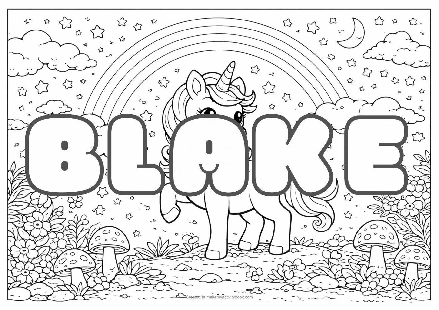 Blake unicorn colouring sheet