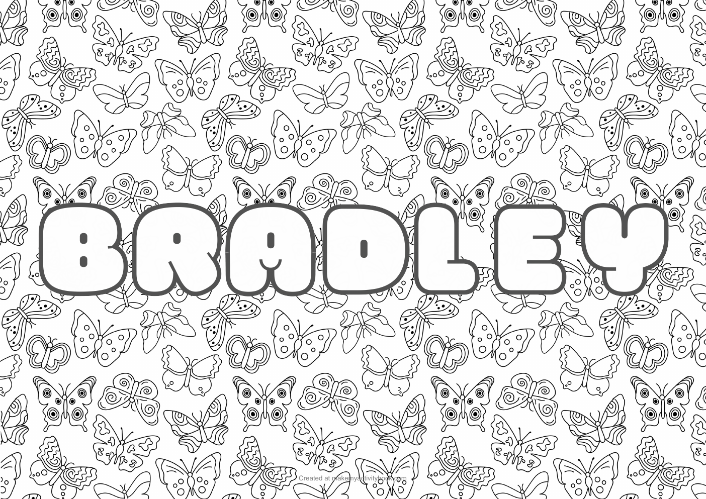 Bradley butterflies colouring sheet