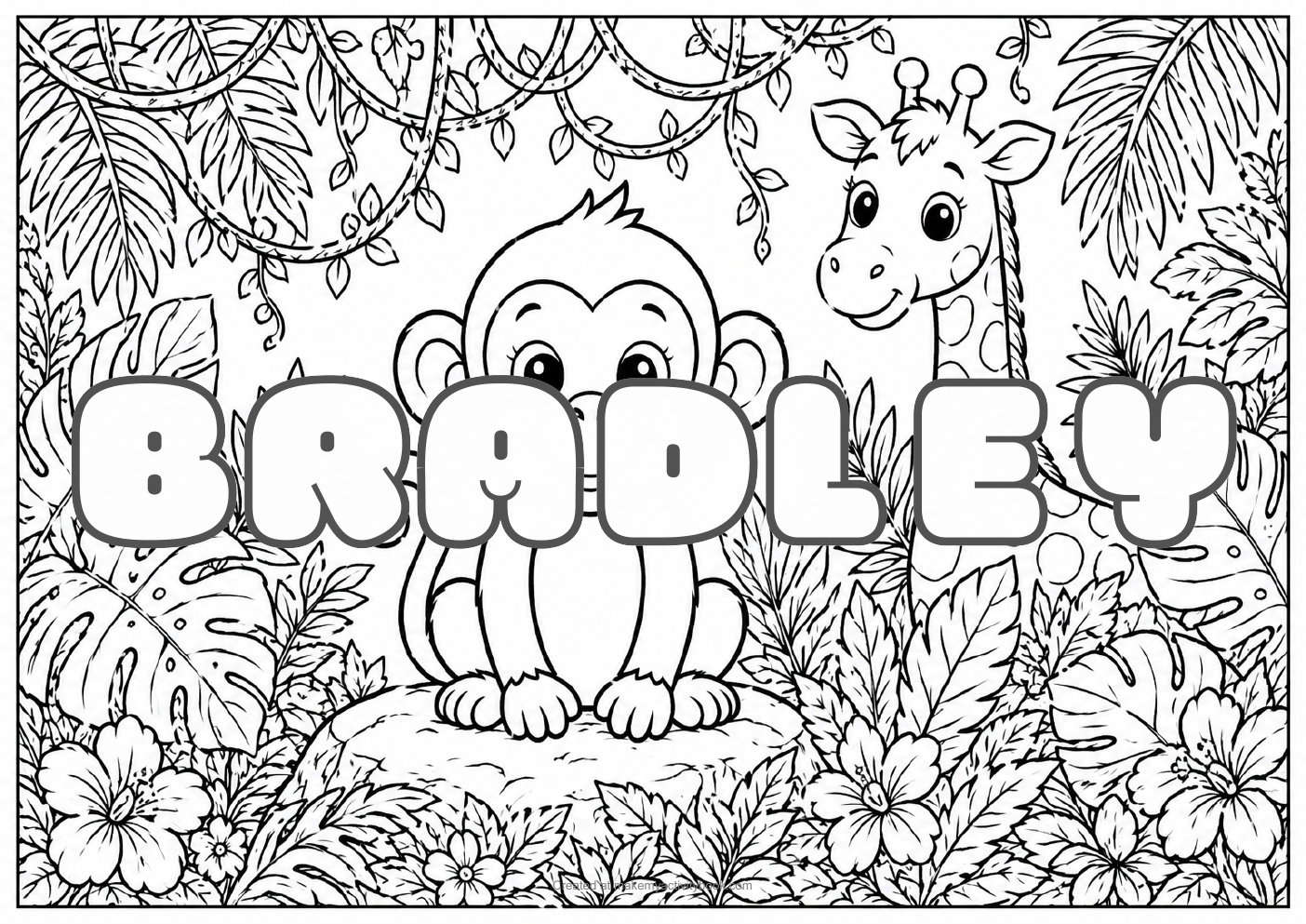 Bradley jungle colouring sheet