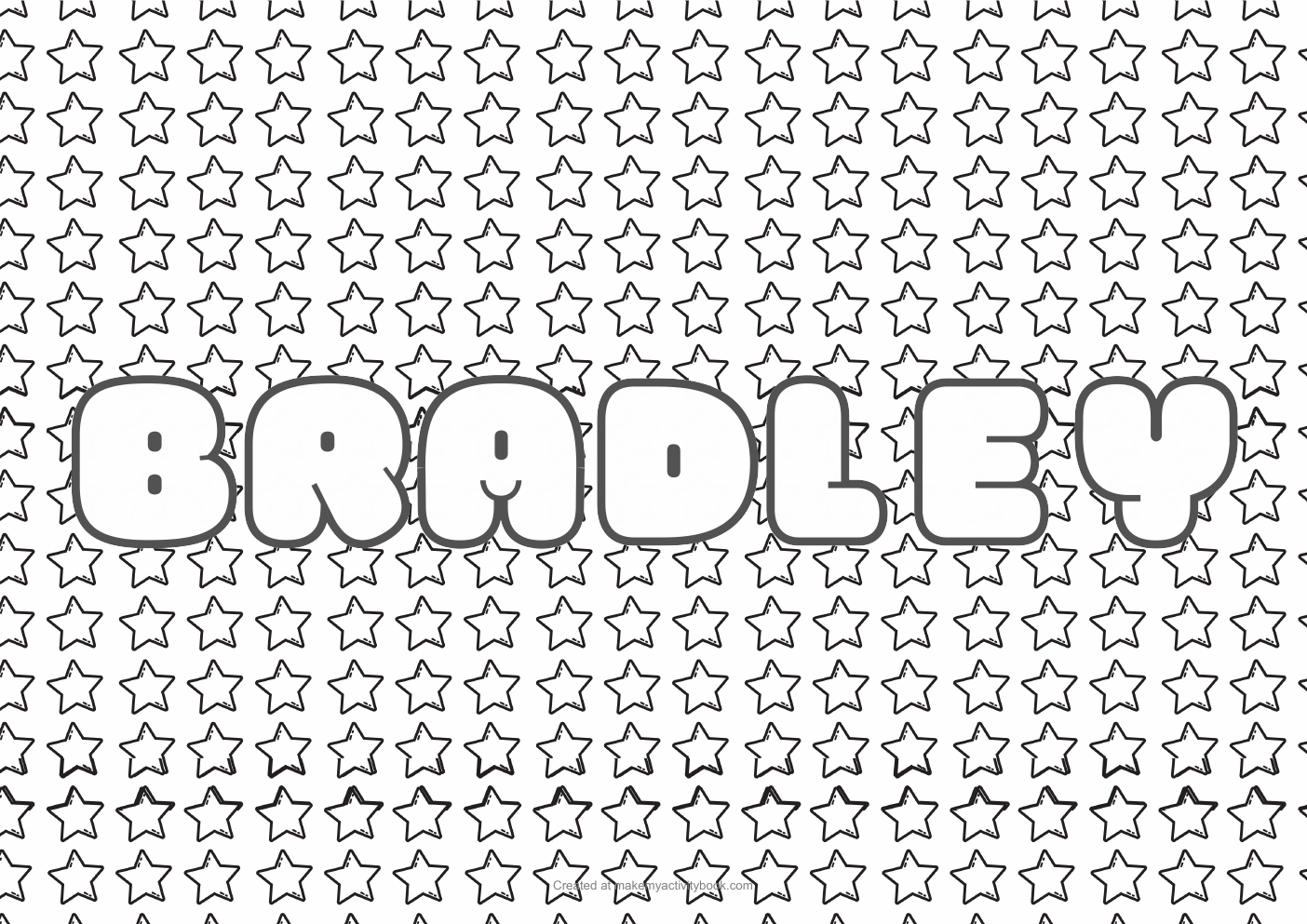Bradley Bubble letters — Stars border colouring sheet