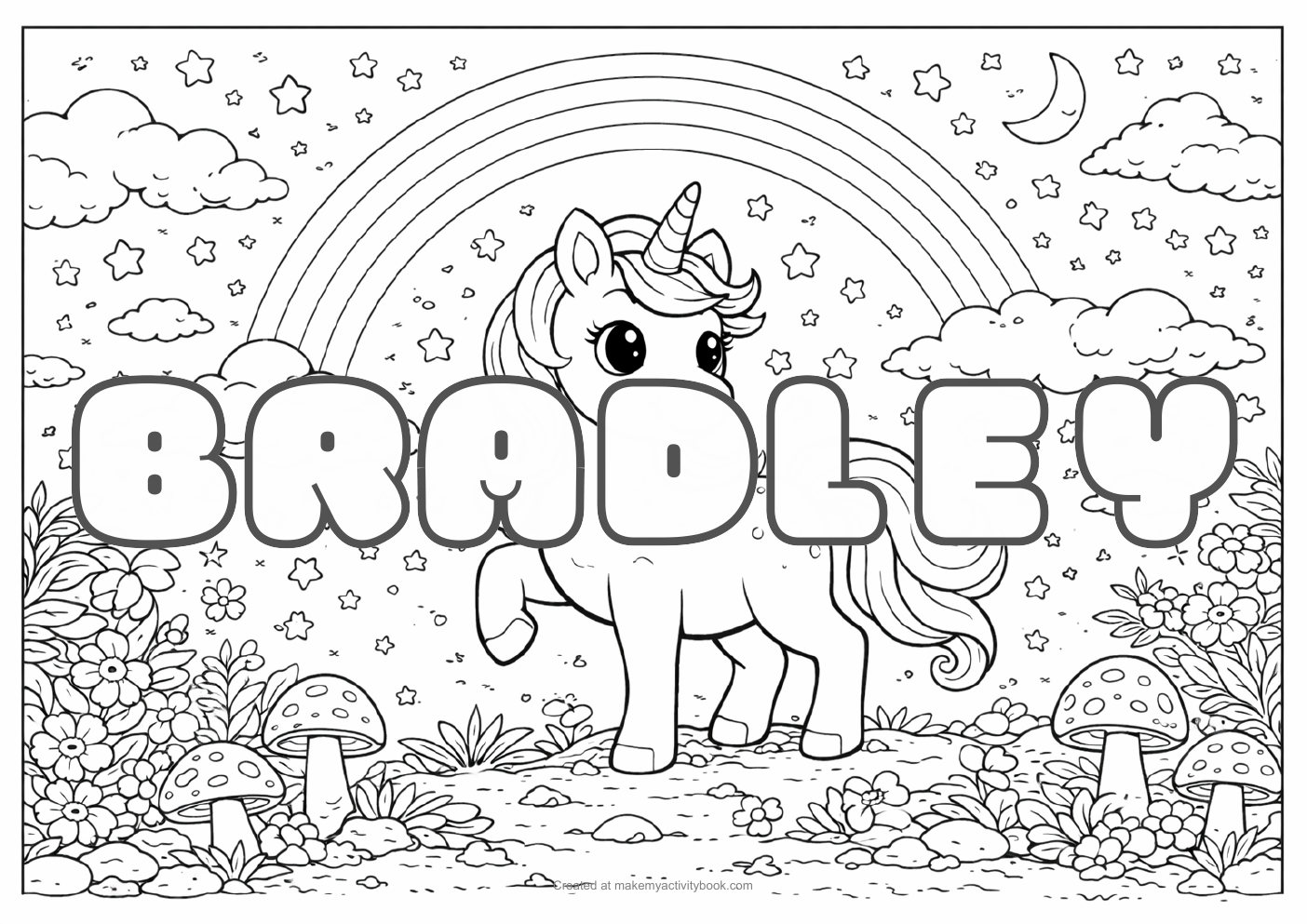 Bradley unicorn colouring sheet