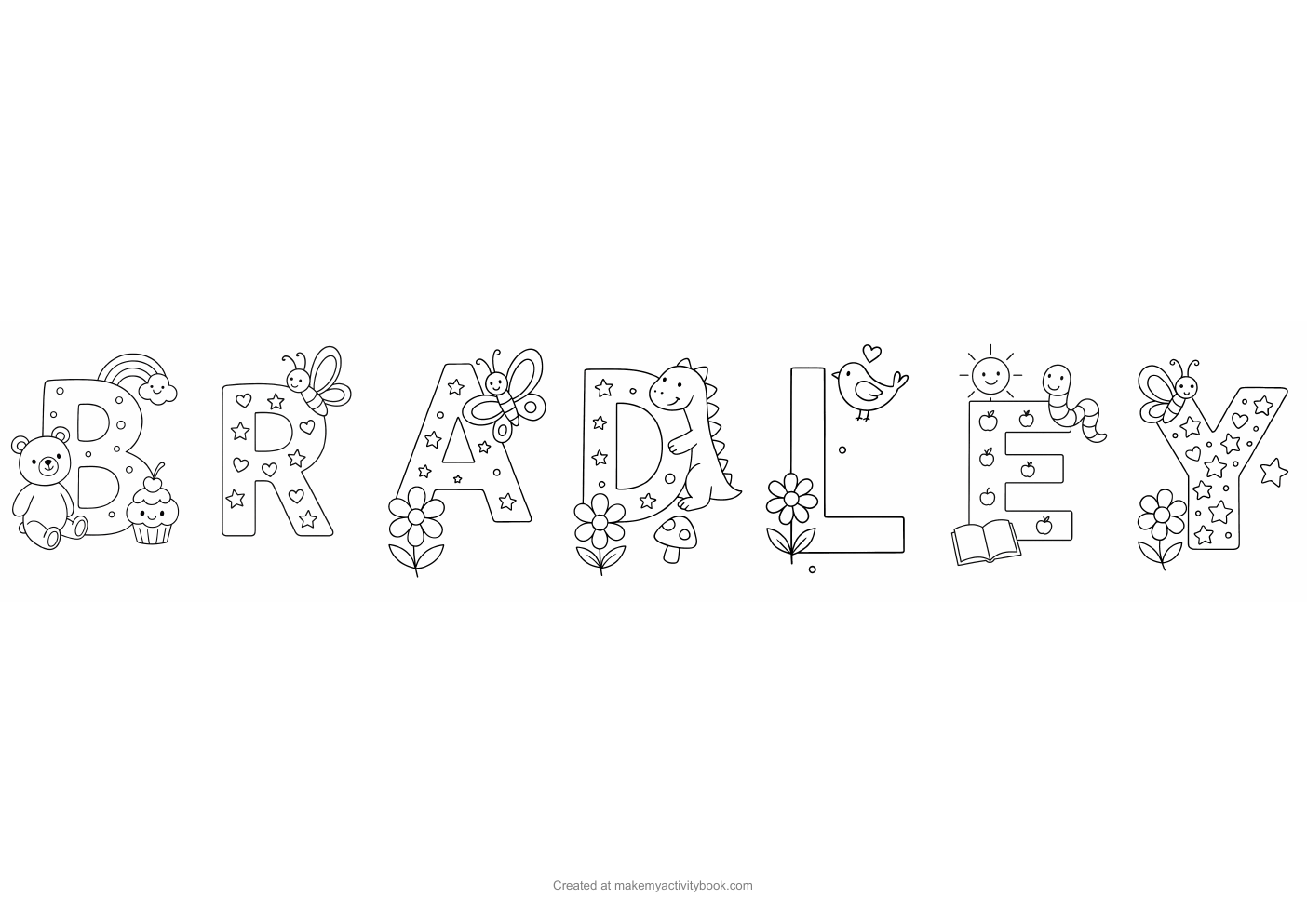 Bradley letters colouring sheet