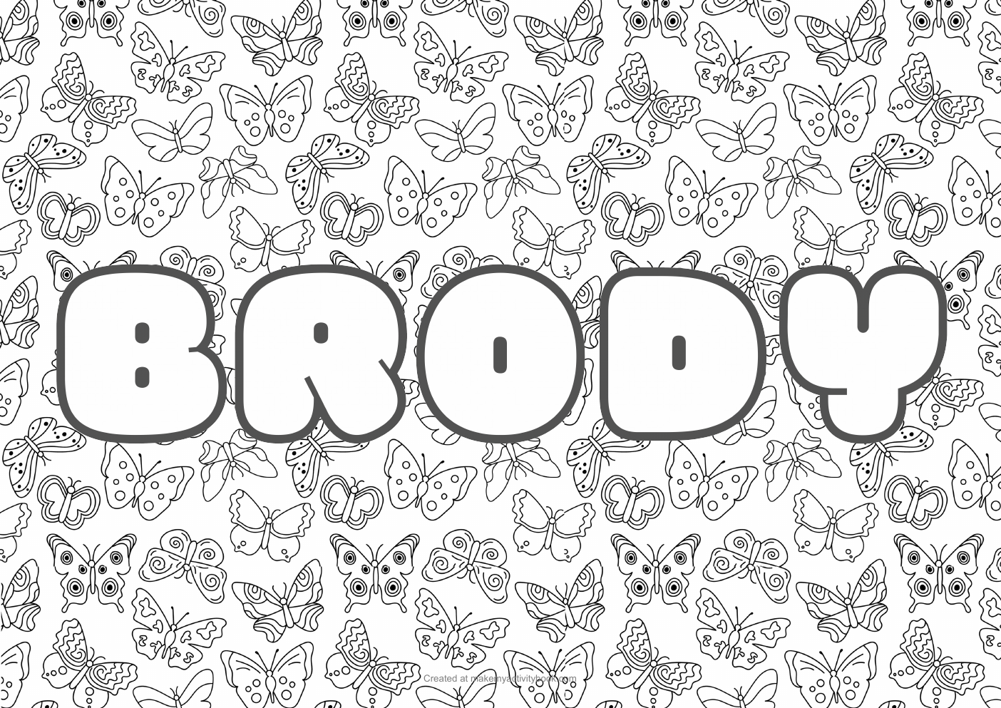 Brody butterflies colouring sheet