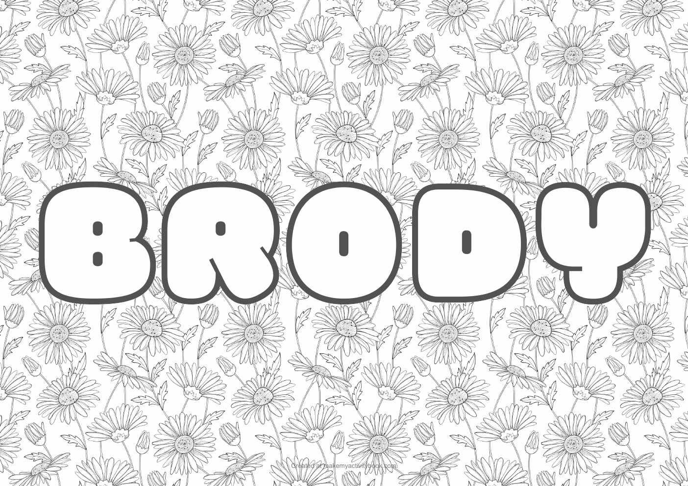 Brody flowers colouring sheet
