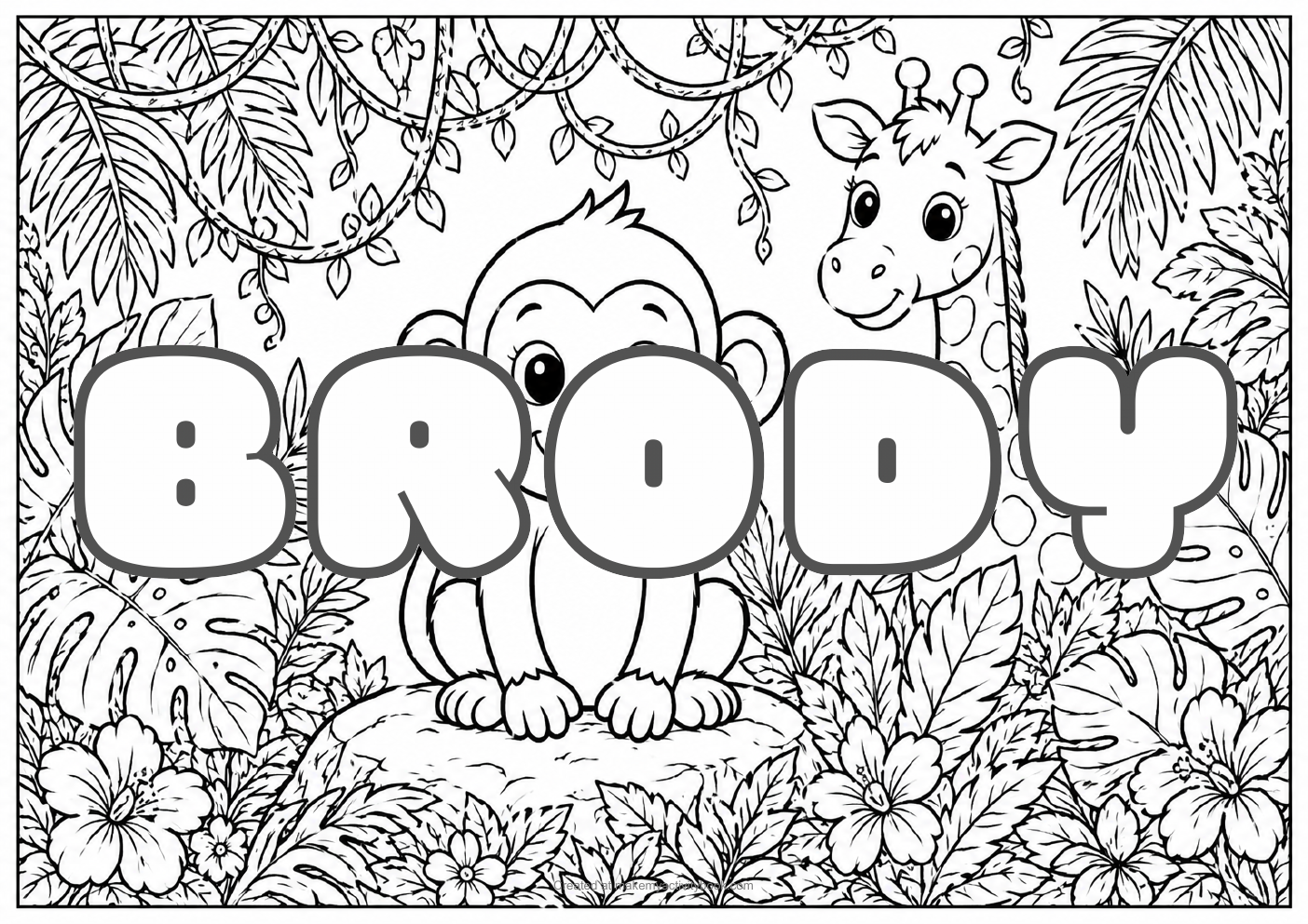 Brody jungle colouring sheet