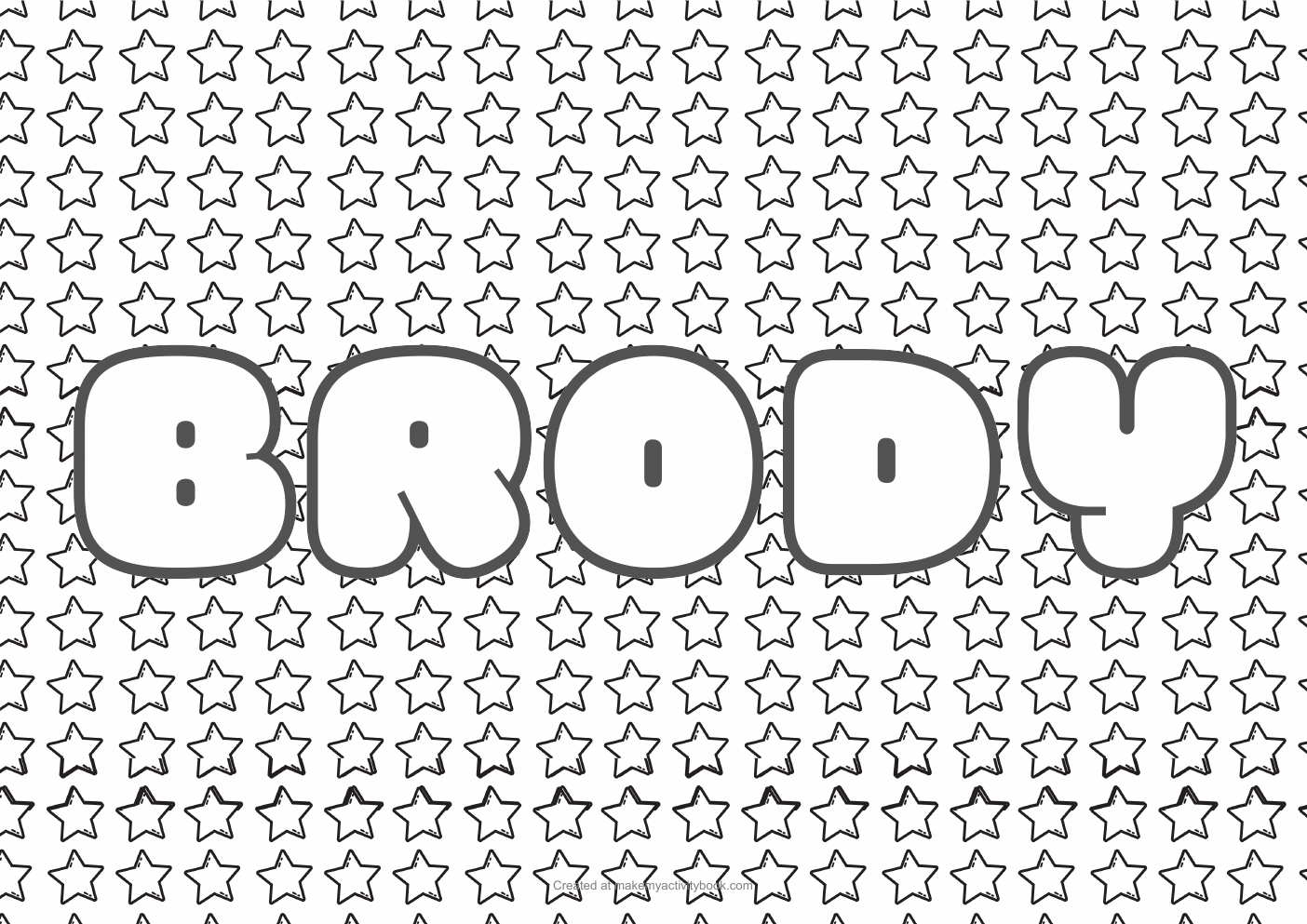 Brody Bubble letters — Stars border colouring sheet