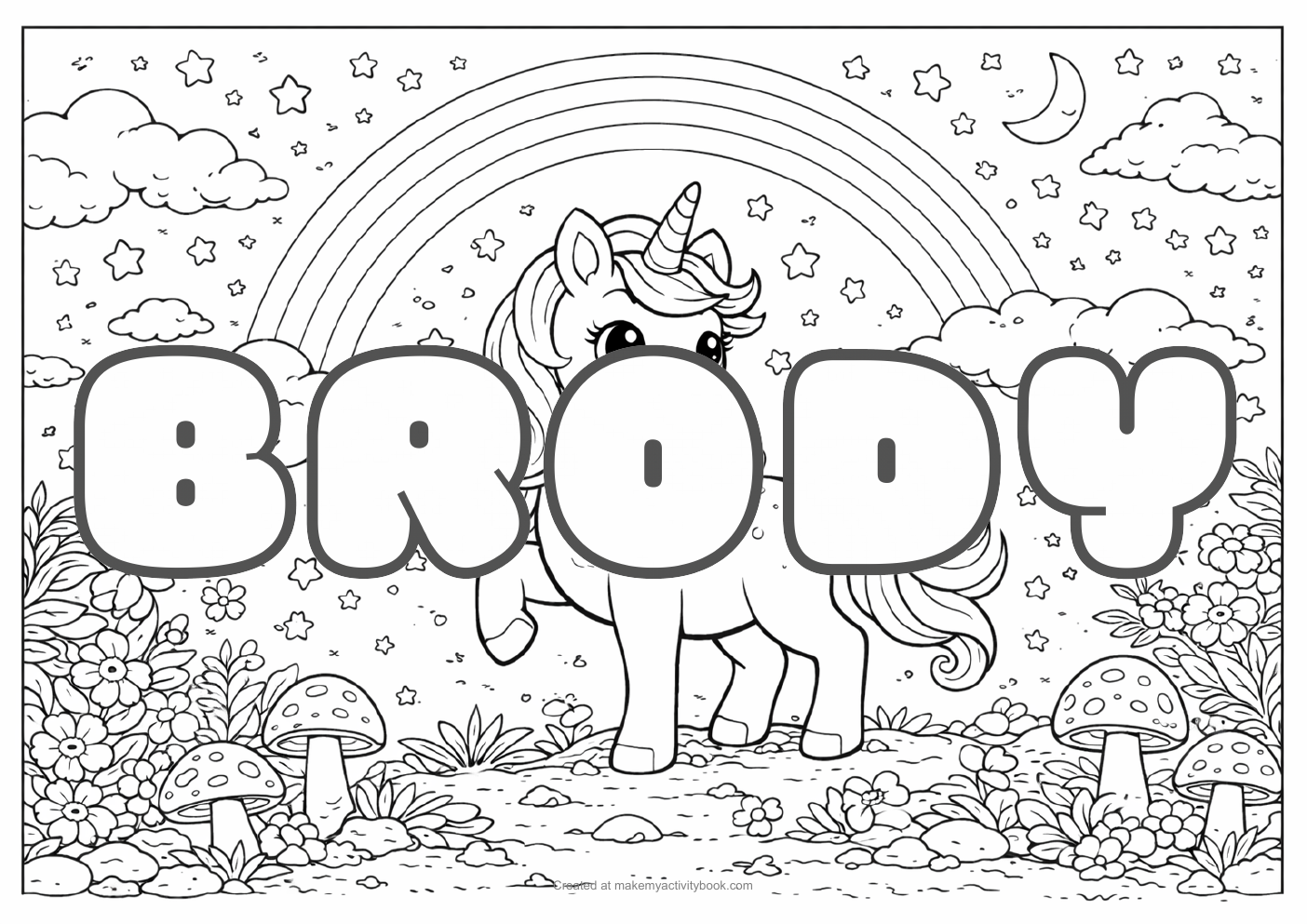 Brody unicorn colouring sheet