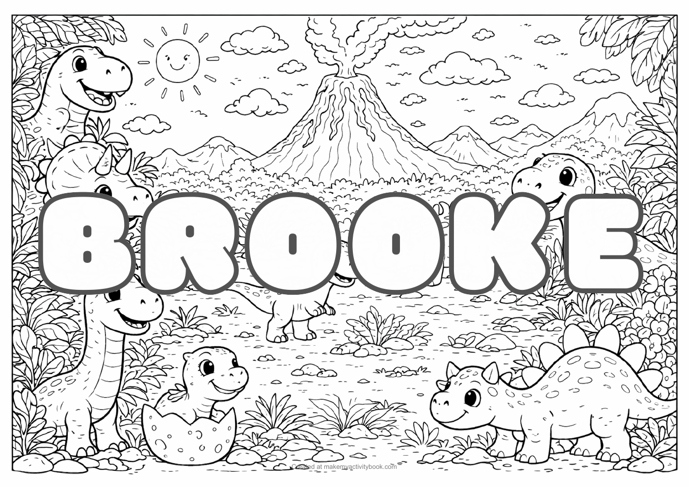 Brooke dinosaur colouring sheet