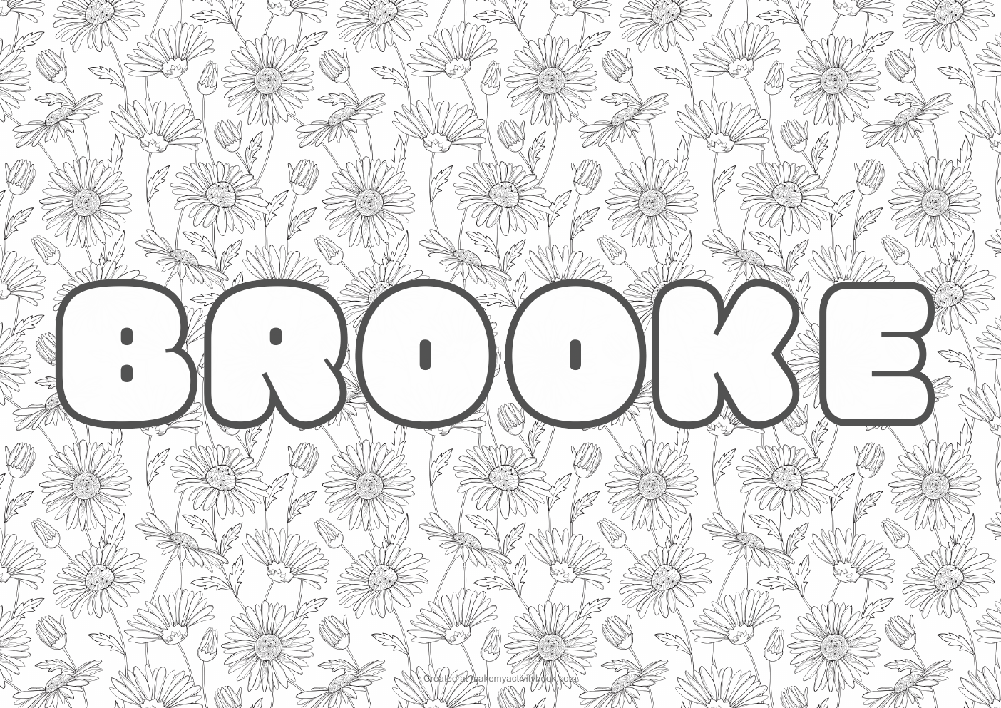 Brooke flowers colouring sheet