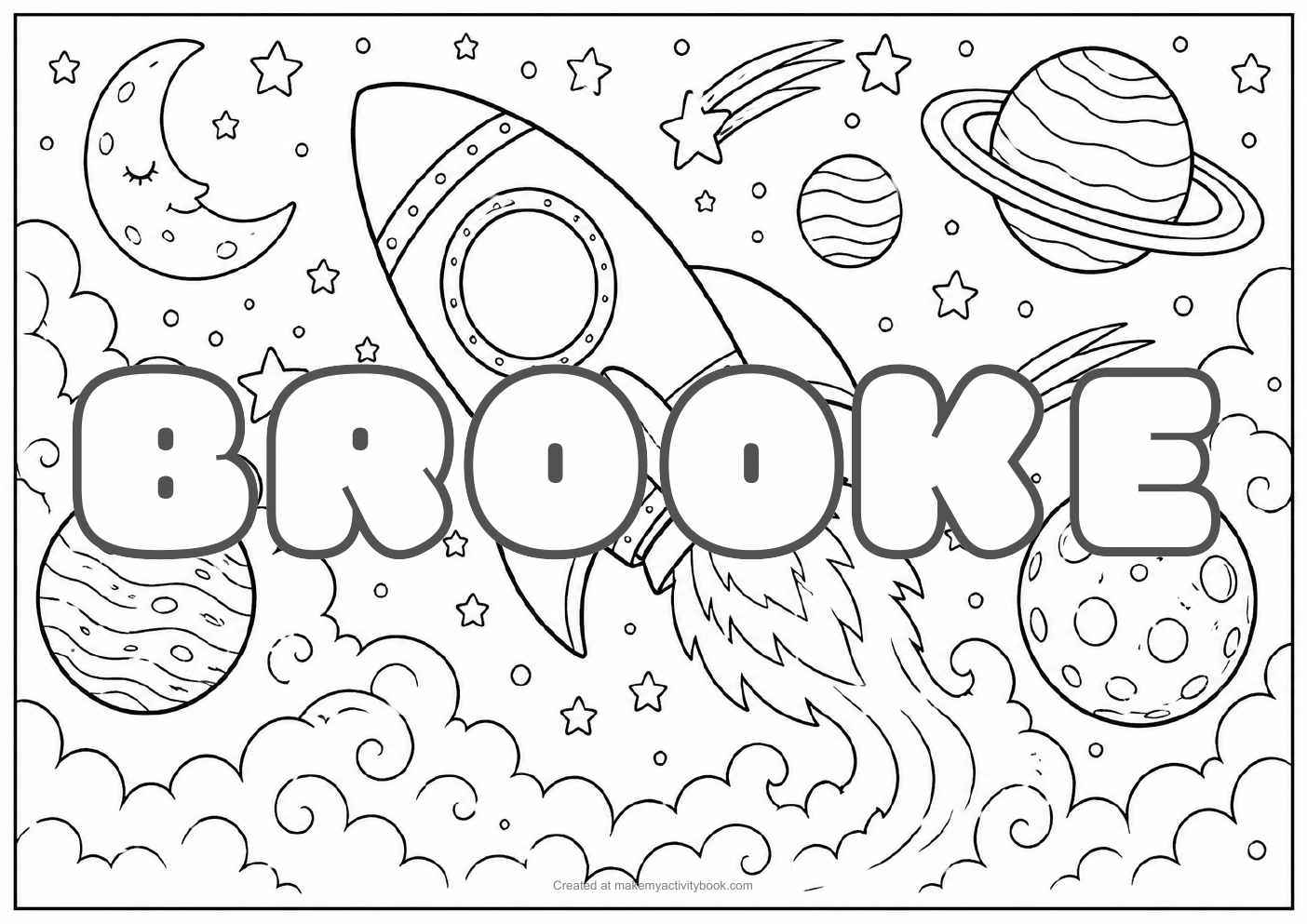 Brooke space colouring sheet