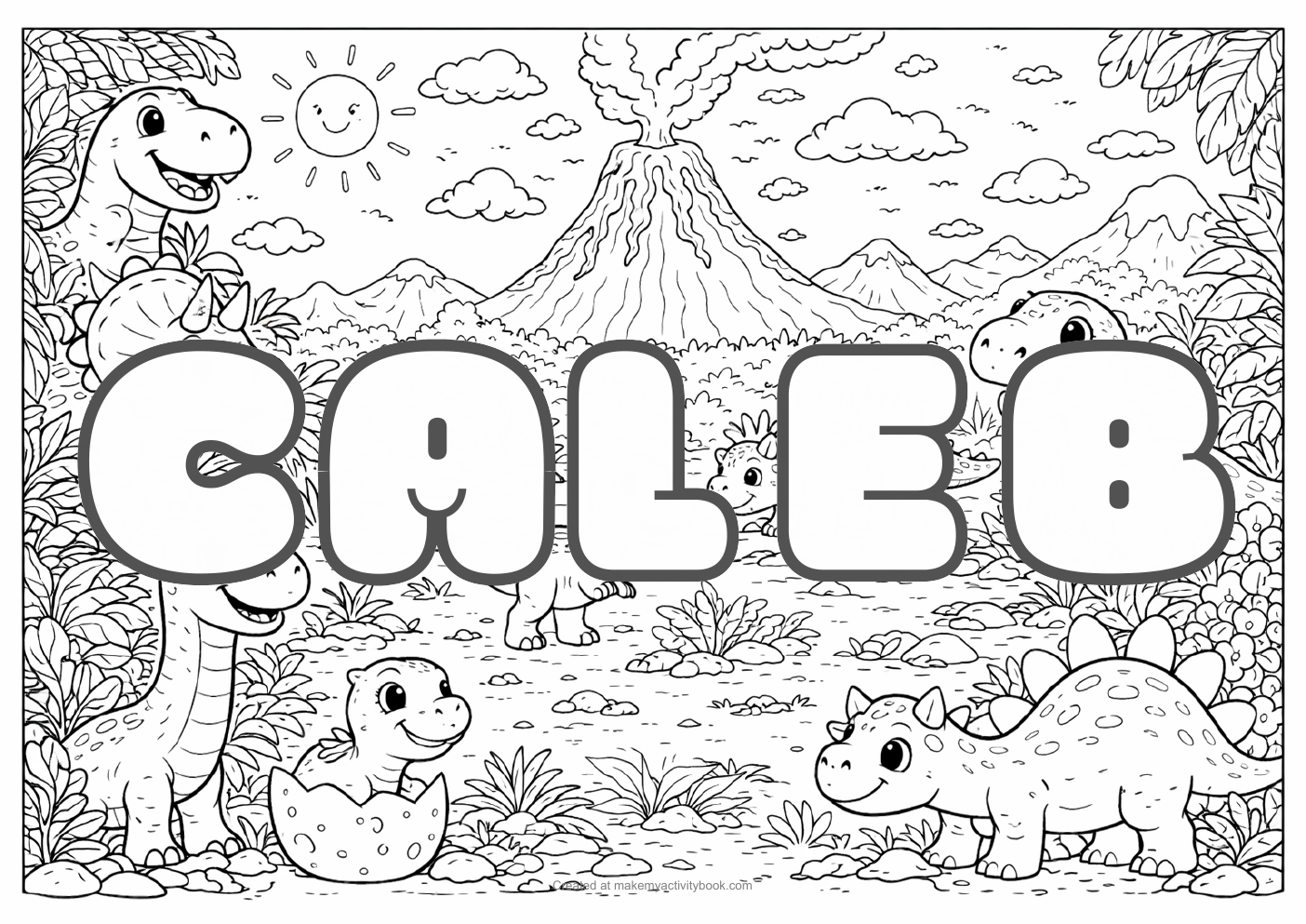 Caleb dinosaur colouring sheet