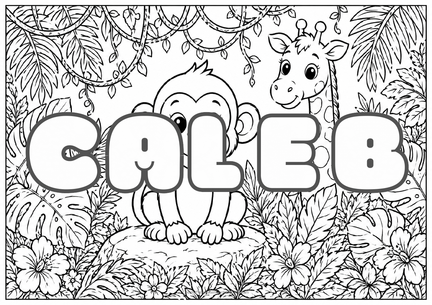 Caleb jungle colouring sheet