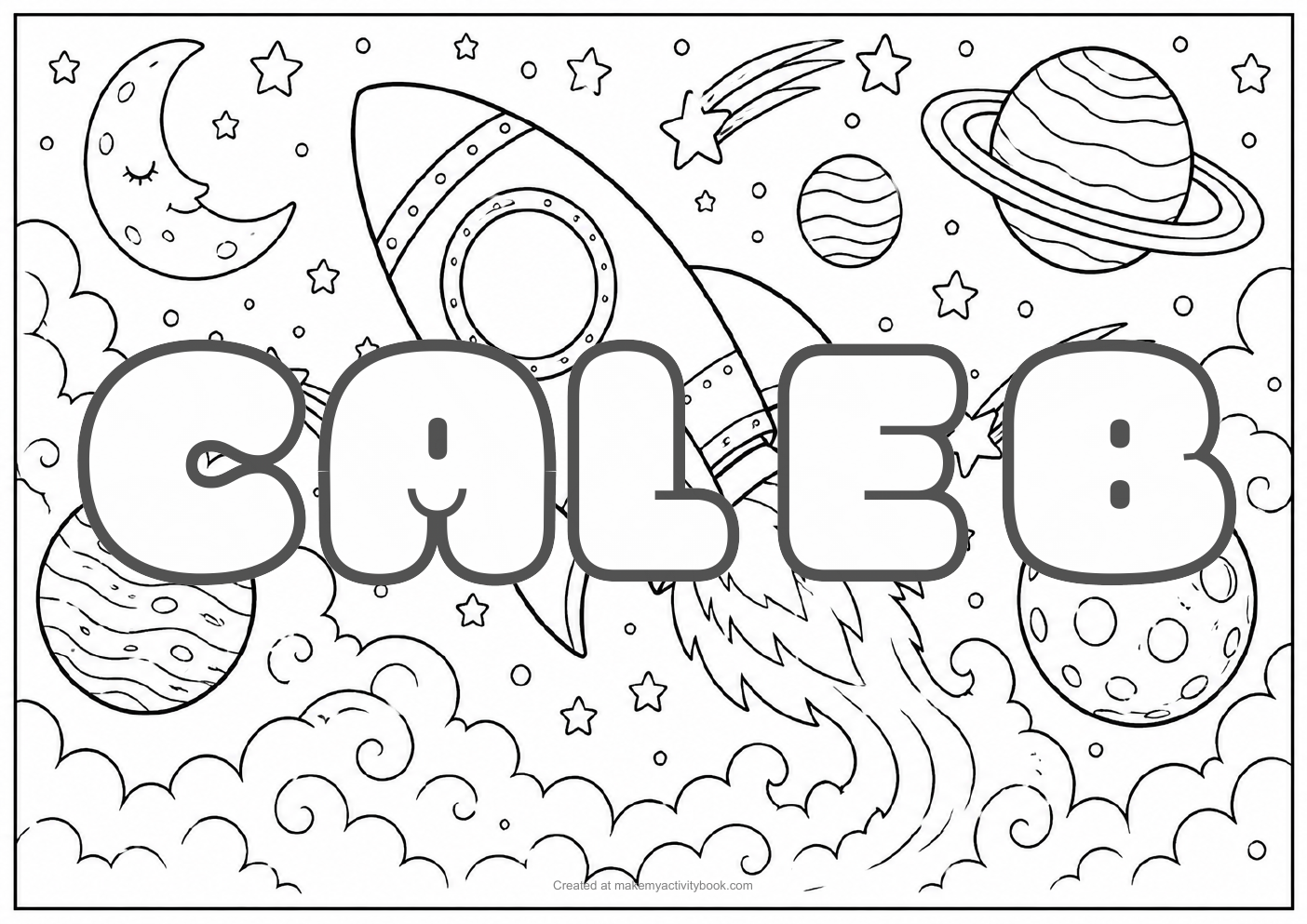 Caleb space colouring sheet