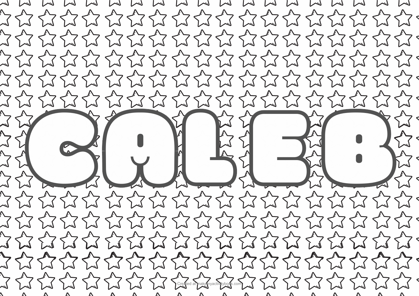 Caleb Bubble letters — Stars border colouring sheet