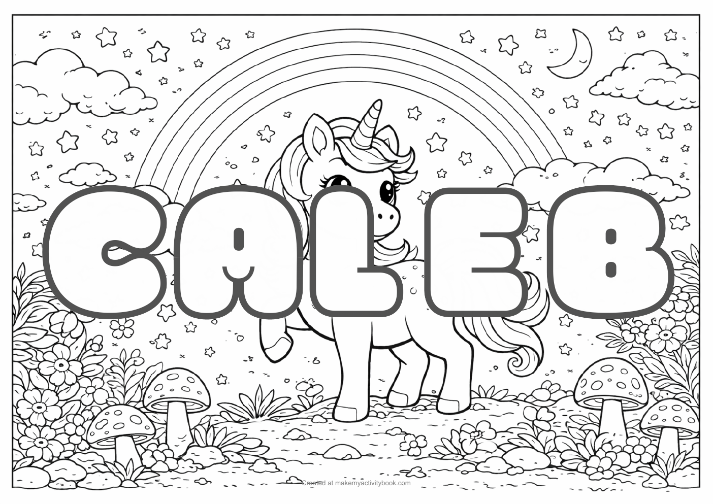 Caleb unicorn colouring sheet