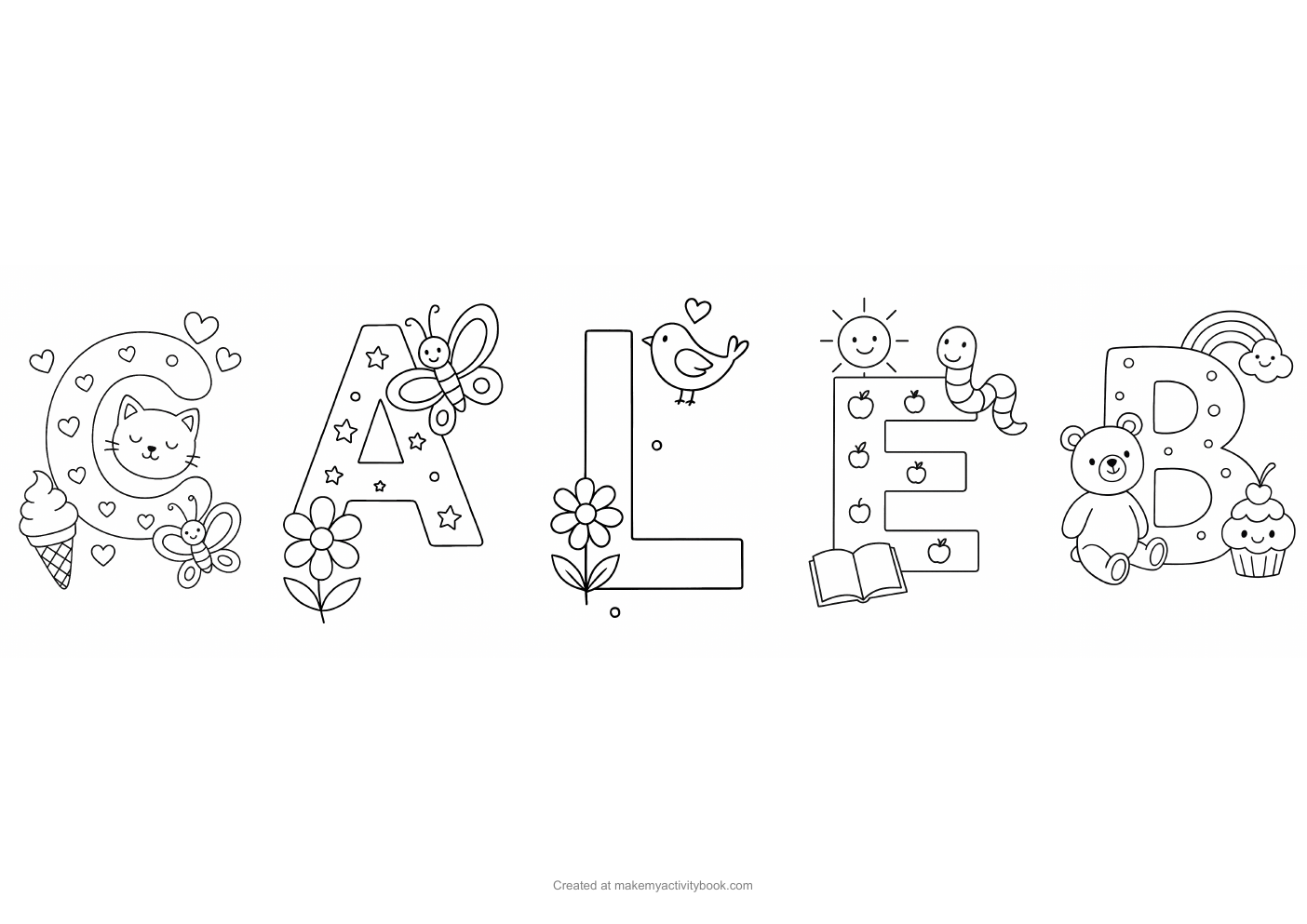 Caleb letters colouring sheet