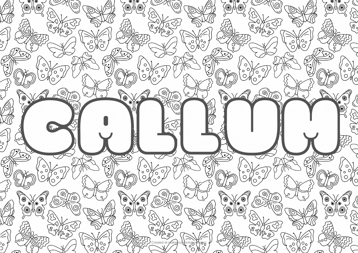 Callum butterflies colouring sheet
