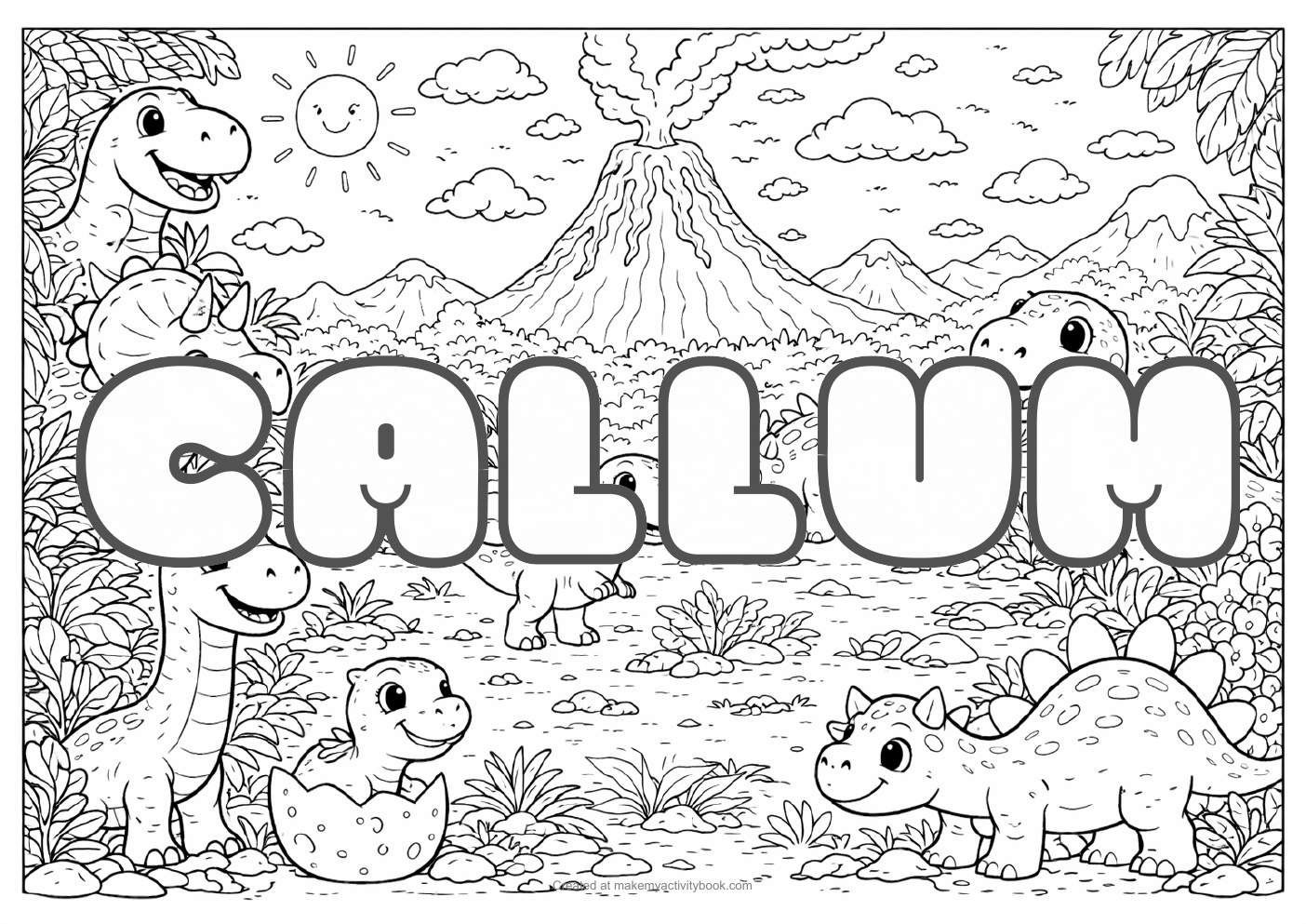 Callum dinosaur colouring sheet