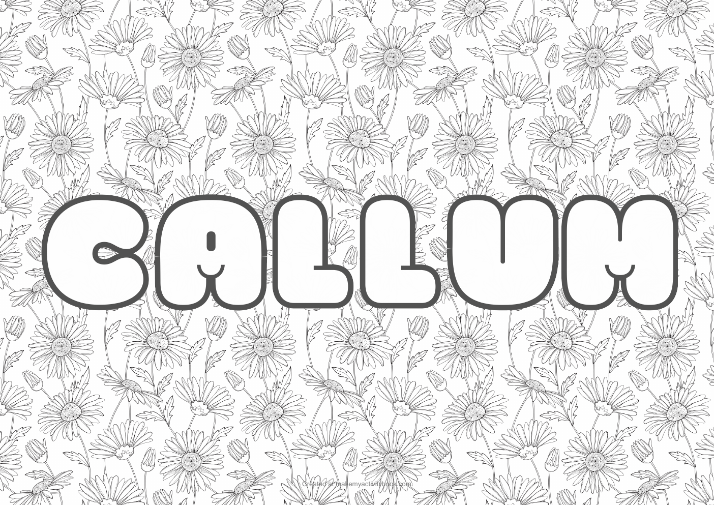 Callum flowers colouring sheet