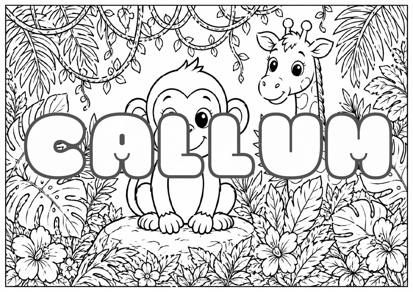 Callum jungle colouring sheet