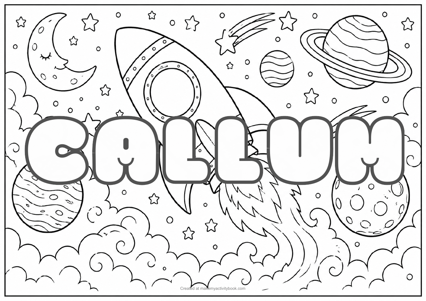 Callum space colouring sheet